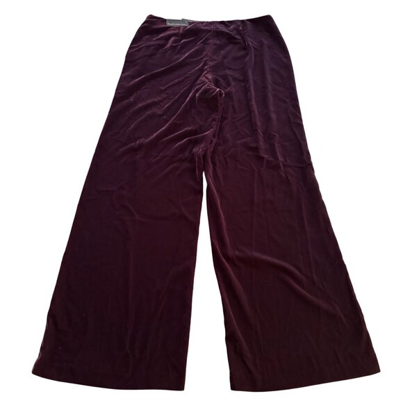 Black Label by Chico's Dark Purple Velvet Wide Leg Pants, Size 1 Regular NWT - Picture 2 of 9
